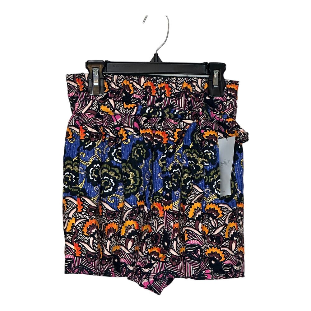 Zara multicolor floral print pull on belted shorts size small